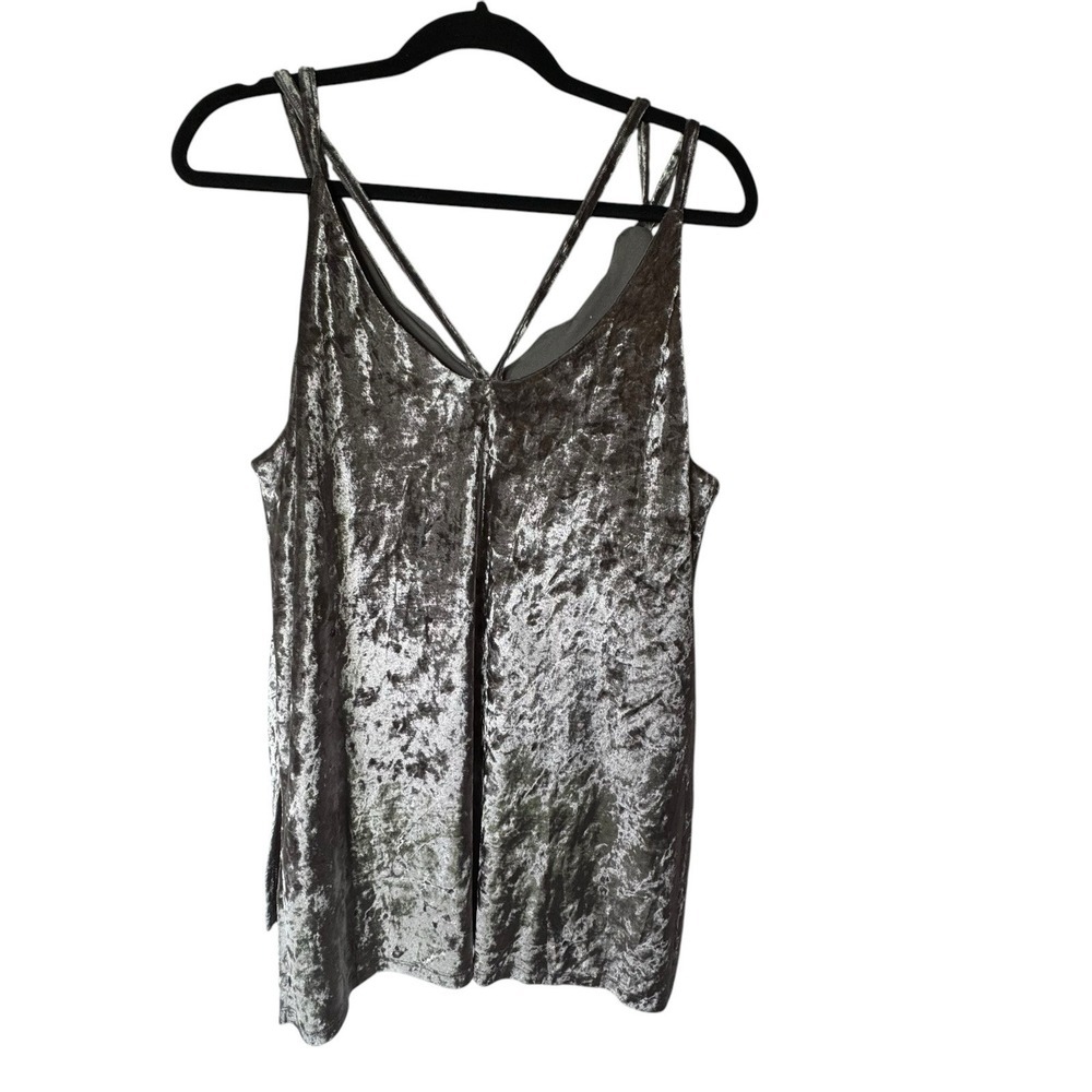 UMGEE Top Womens Small Silver Velvet Shiny Strappy Fairy Y2K